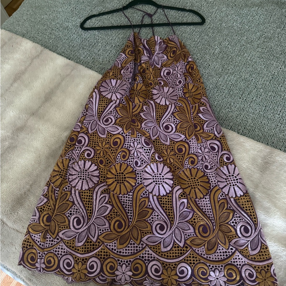 Purple and Brown Floral Halter Dress